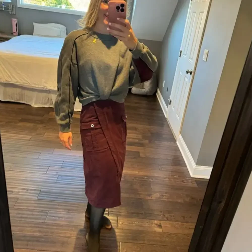 3.1 Phillip Lim Burgundy Gray Sweatshirt Midi Dress SMALL Oversize Designer $600 - Picture 6 of 10